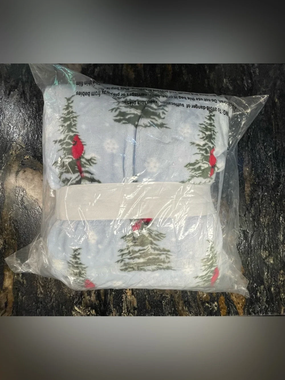 Berkshire Light Blue VelvetSoft Holiday Throw Cardinal Tree Snowflake - Large